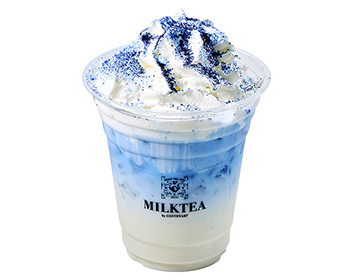 강물에 흩날리는 꽃과 눈, 버터플라이 피 아몬드 라떼