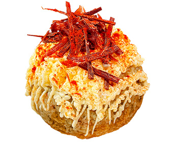 화려한 말린 고기 올린 폭탄 구이